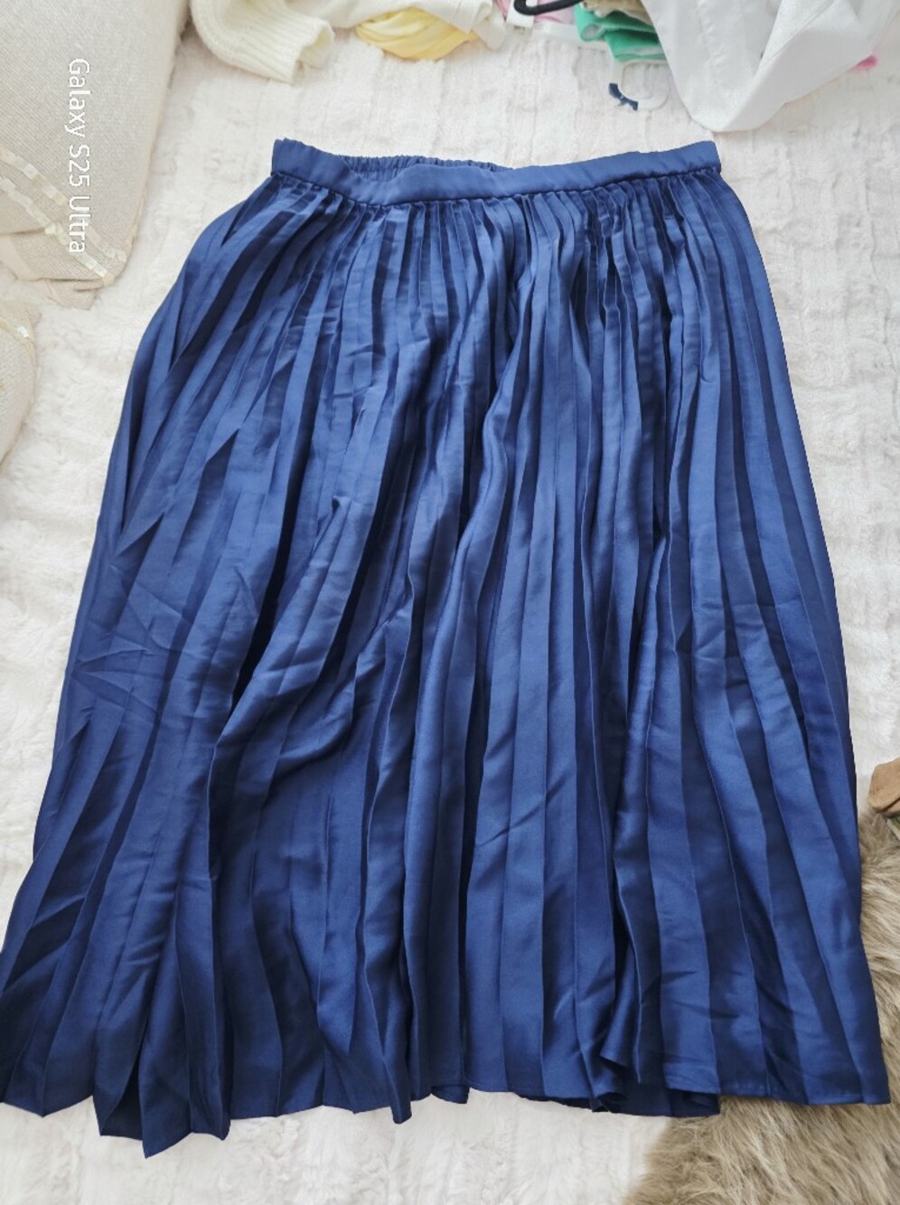 Pleated Maxi Skirt in Deep Blue